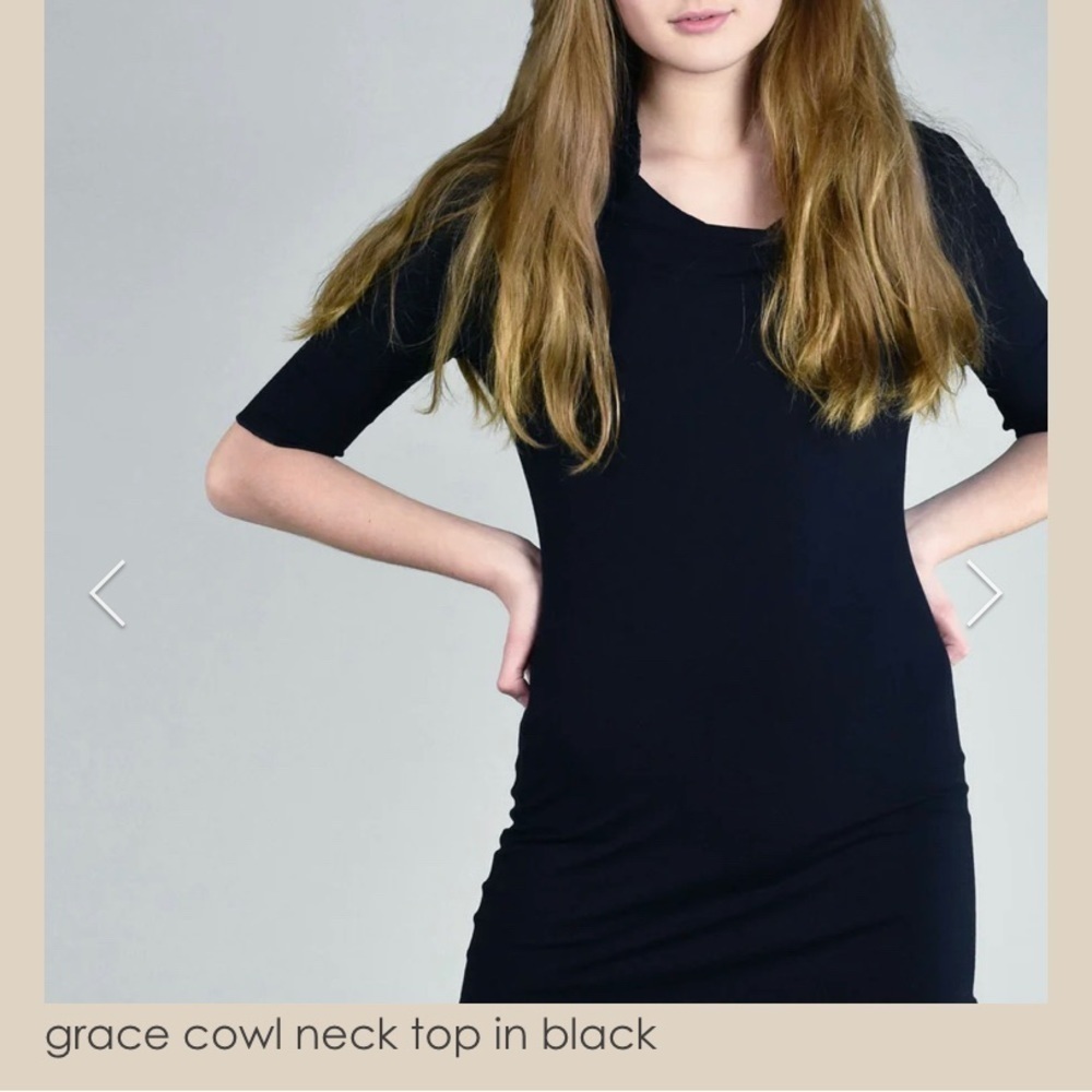 GRACE cowl neck half sleeve top Black Cloud S/M